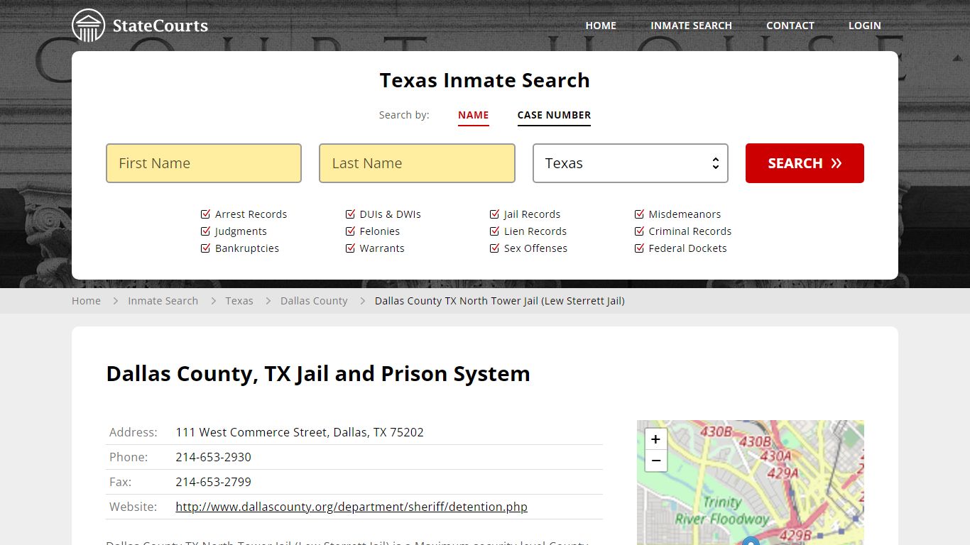 Dallas County TX North Tower Jail (Lew Sterrett Jail) Inmate Records ...